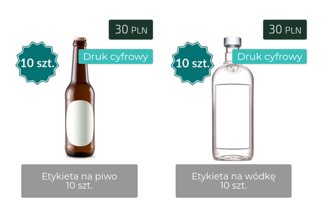 Indywidualne etykiety na butelki z wódką i piwem
